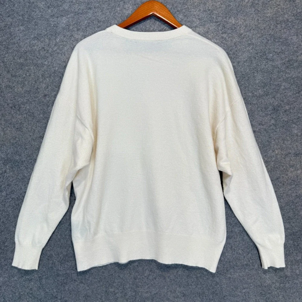 Jenni Kayne Cashmere Blend Oversized Tunic Sweater Womens XS Cream Knit Designer